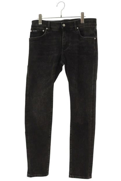 DOLCE & GABBANA Back Spray Print Skinny Denim Black Size 33