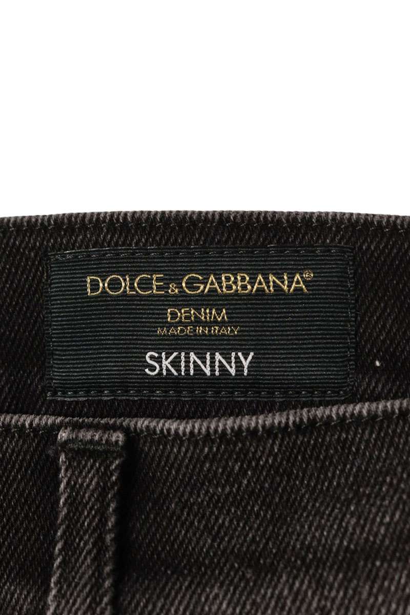 DOLCE & GABBANA Back Spray Print Skinny Denim Black Size 33