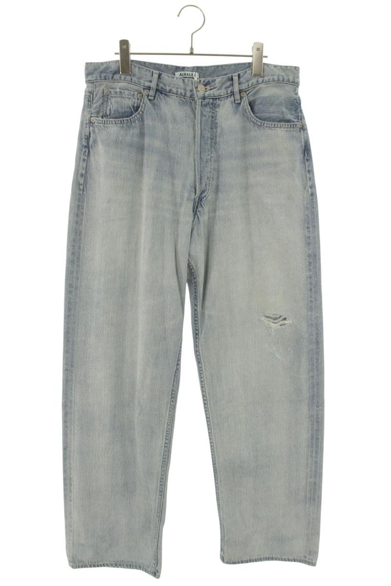 AURALEE 26SS Faded Selvedge Light Denim Wide Pants Size 32