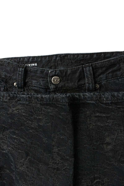 DIESEL Black Jacquard Fabric Regular Denim Pants Size 32