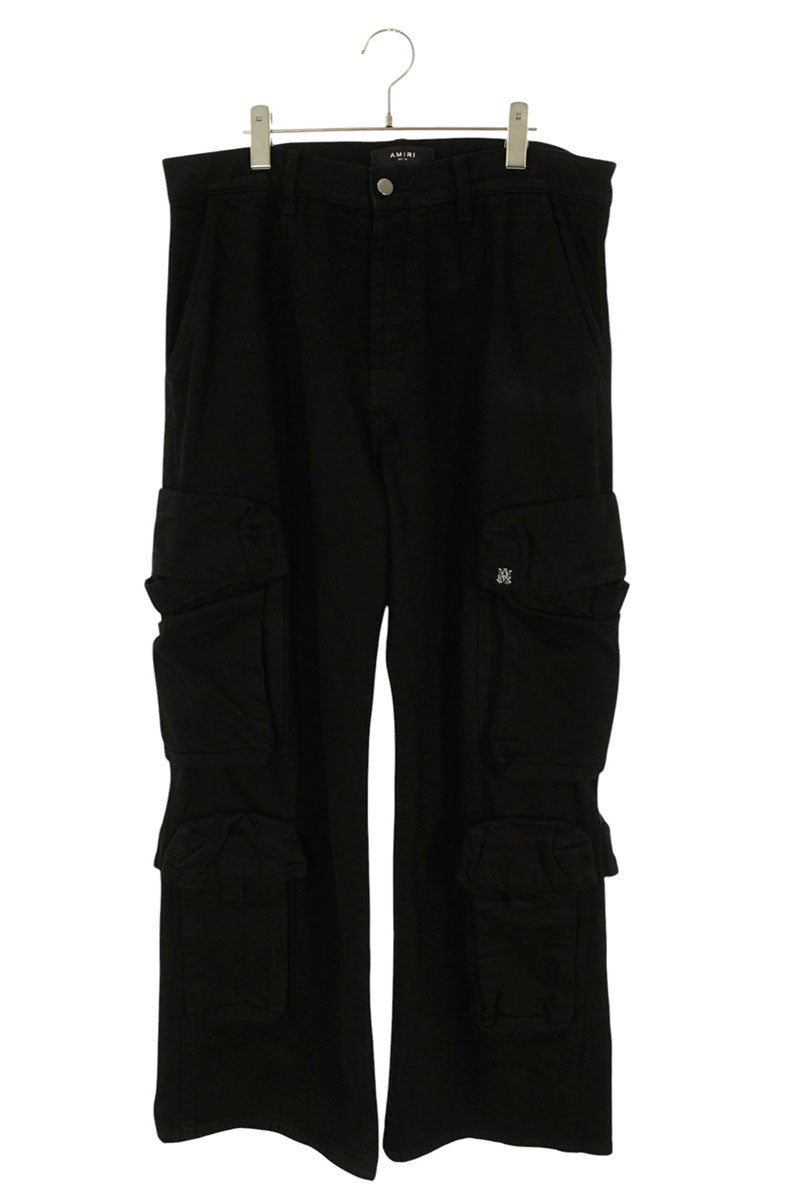 AMIRI Black Coated Cargo Flare Denim Pants Size 33
