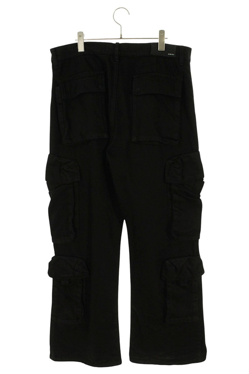AMIRI Black Coated Cargo Flare Denim Pants Size 33