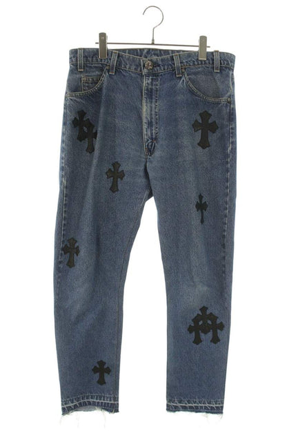 Chrome Hearts U VNTG JEAN BLU ORNG TAB 505 Cross Size 33