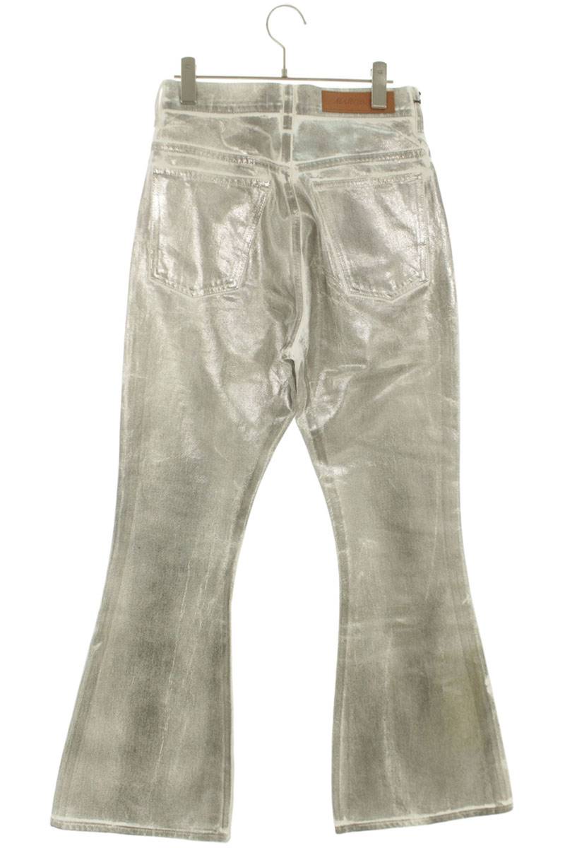 MASU Silver Coated Bell Bottom Denim Pants Silver Size 31