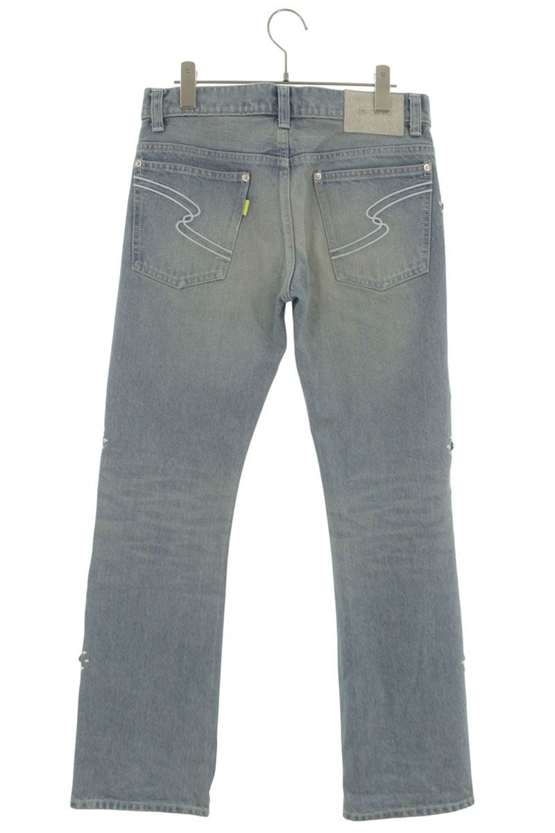 SKINS Side Studded Distressed Denim Pants Blue Size 32