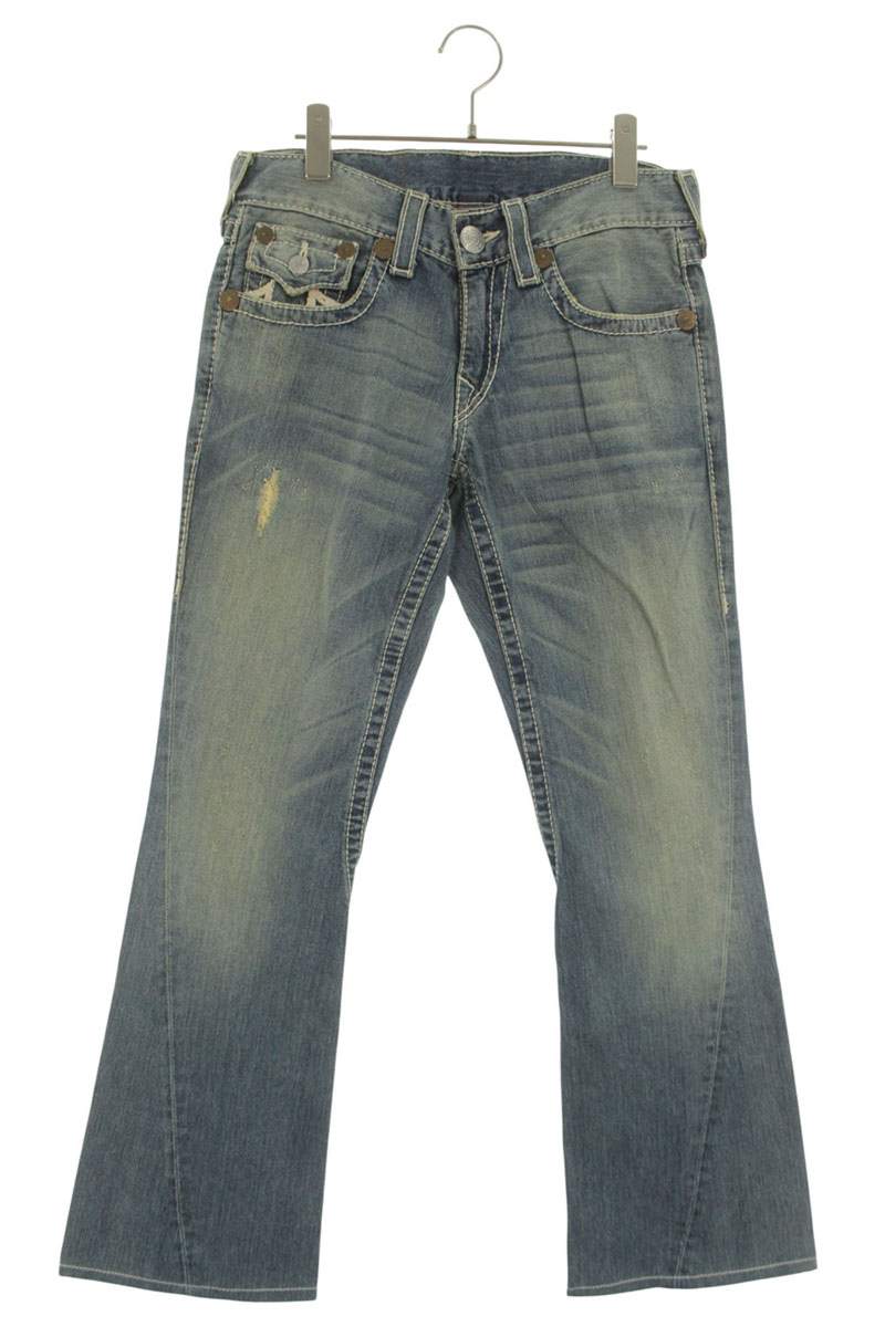 TRUE RELIGION Rainbow Joey Distressed White Stitch Size 29