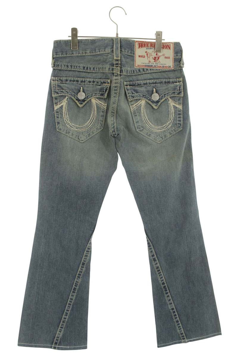 TRUE RELIGION Rainbow Joey Distressed White Stitch Size 29