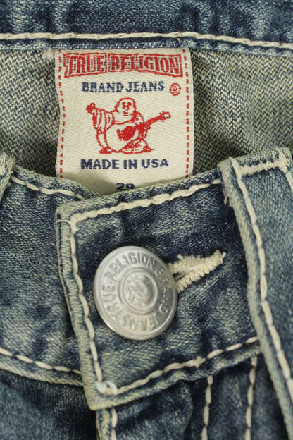 TRUE RELIGION Rainbow Joey Distressed White Stitch Size 29
