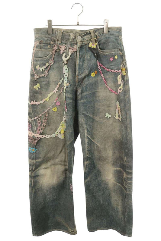 ACNE STUDIOS Keychain Print Baggy Denim Pants Indigo Size 33