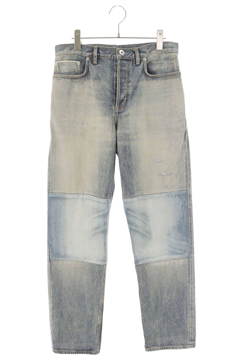 DIOR Regular Fit Patchwork Denim Pants Light Blue Size 29