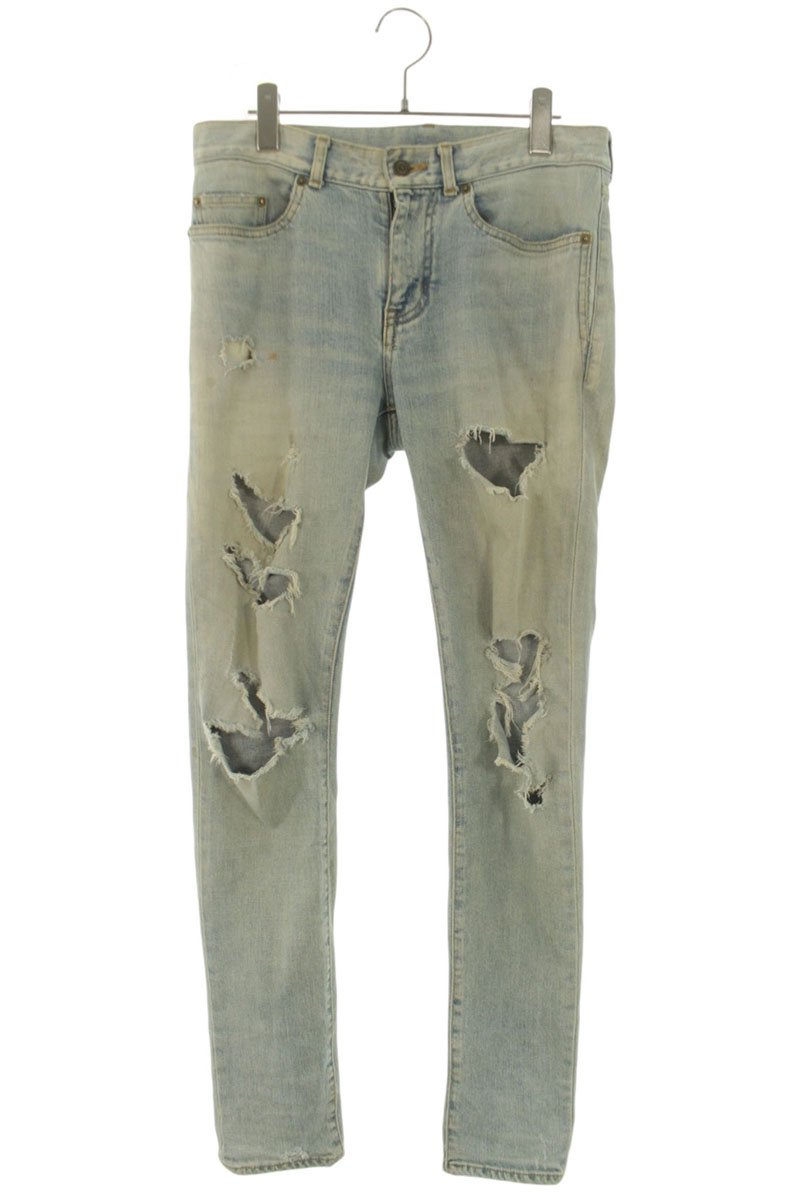 SAINT LAURENT PARIS Destroyed Denim Light Blue Size 28