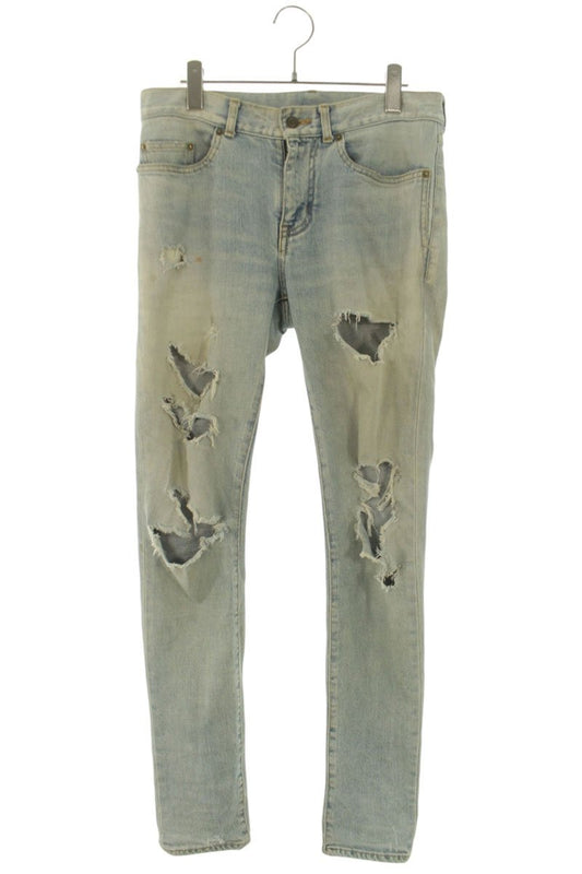 SAINT LAURENT PARIS Destroyed Denim Light Blue Size 28