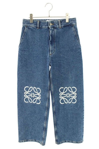 LOEWE Anagram Embroidered Baggy Denim Pants Indigo Size 38