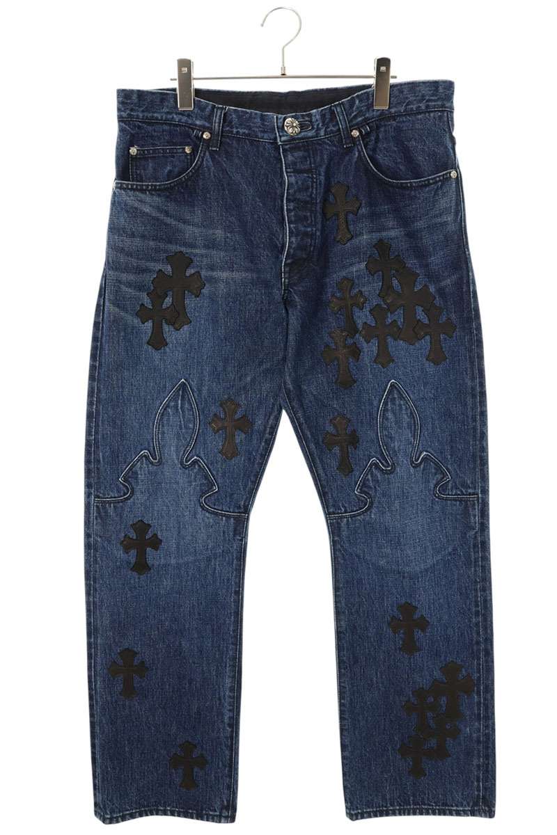 Chrome Hearts JEAN SL FLEURKNEE Cross Patch Jeans Size 36