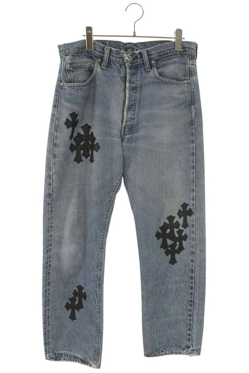 Chrome Hearts U VNTG JEAN BLU RED TAB Cross Patch Size 32