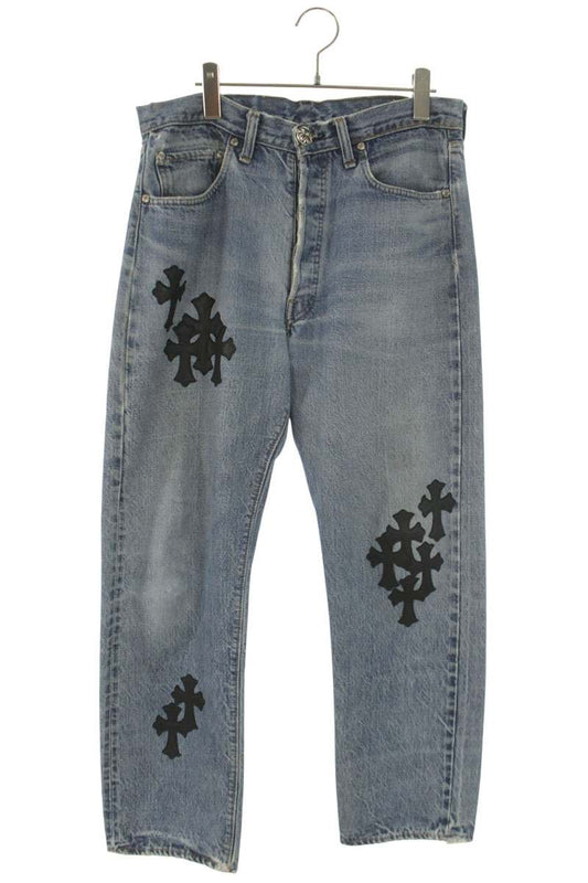 Chrome Hearts U VNTG JEAN BLU RED TAB Cross Patch Size 32