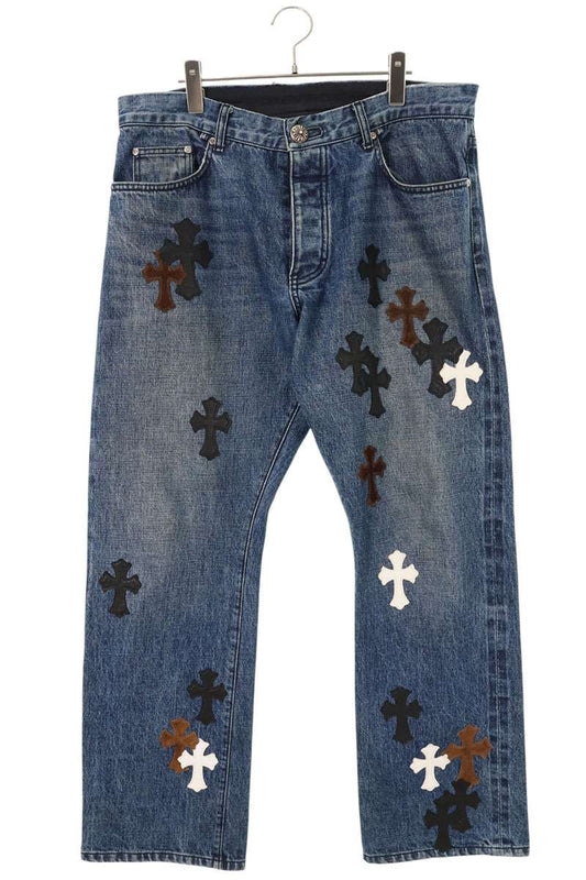 Chrome Hearts JEAN STRTLG FBRC Cross Patch Denim Size 36
