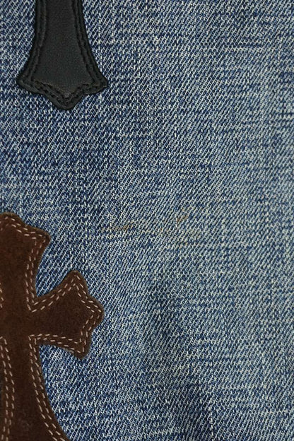 Chrome Hearts JEAN STRTLG FBRC Cross Patch Denim Size 36