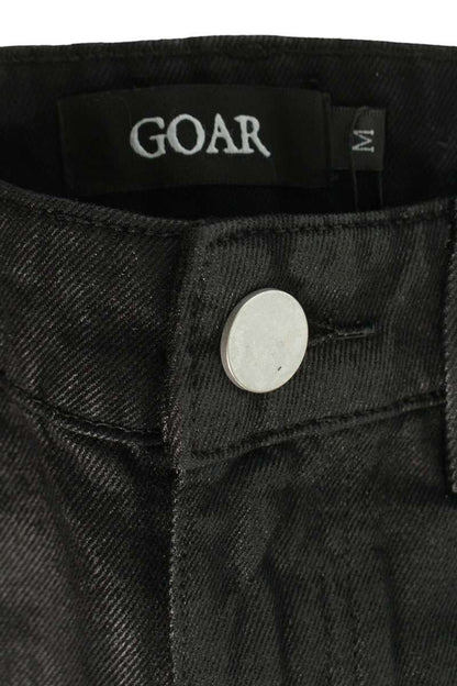 GOAR ARCHIVE Black Wax Coated Straight Denim Pants Size 32