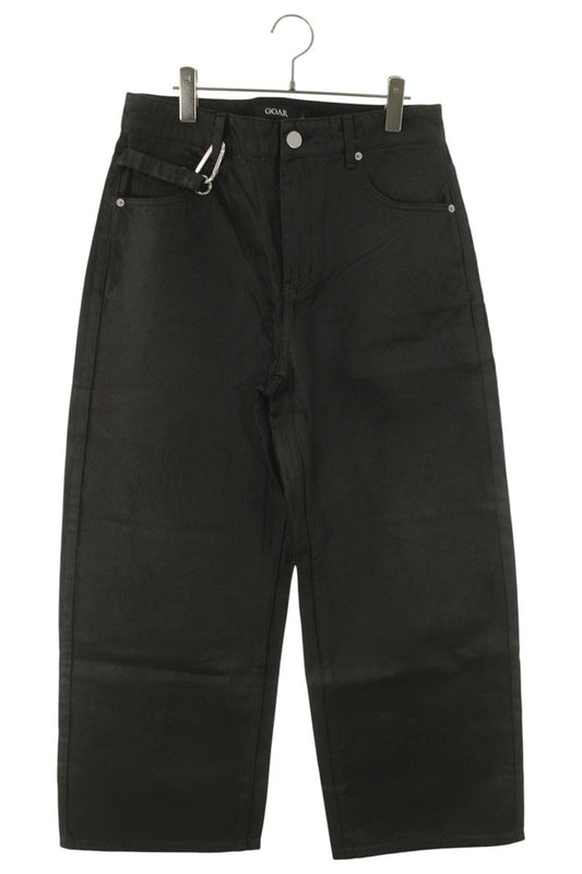 GOAR ARCHIVE Black Wax Coated Baggy Denim Pants Size 34