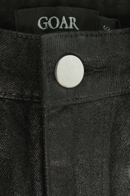 GOAR ARCHIVE Black Wax Coated Flare Denim Pants Size 30