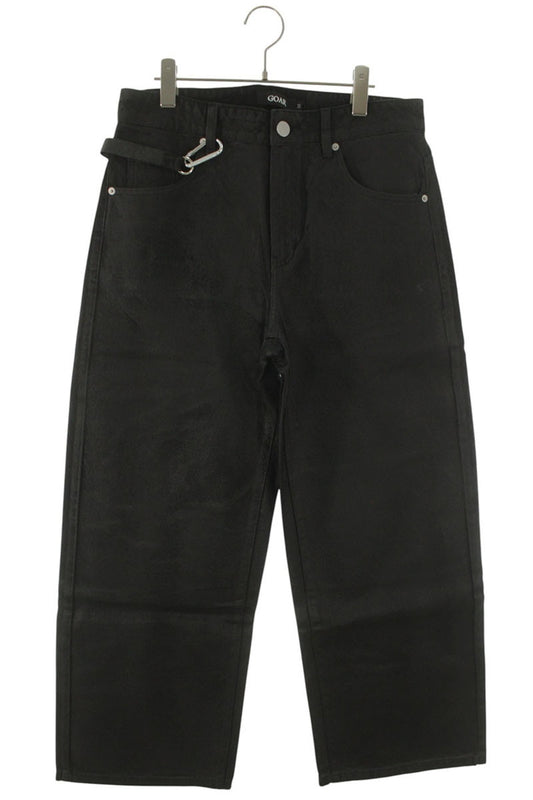 GOAR ARCHIVE Black Wax Coated Baggy Denim Pants Size 32
