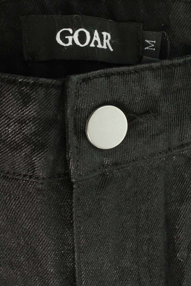 GOAR ARCHIVE Black Wax Coated Baggy Denim Pants Size 32