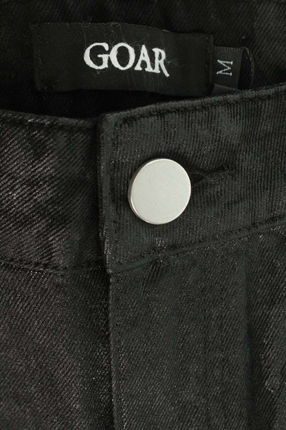 GOAR ARCHIVE Black Wax Coated Baggy Denim Pants Size 32