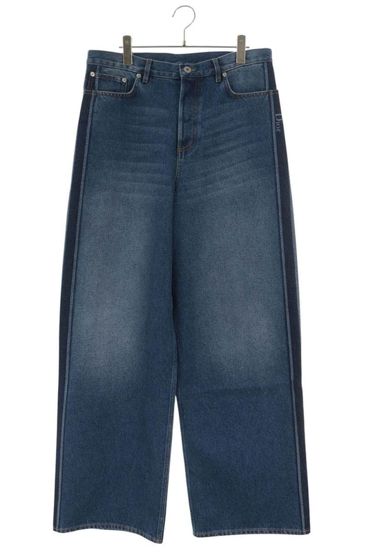 DIOR 26SS Side Logo Stripe Baggy Denim Pants Blue Size 30