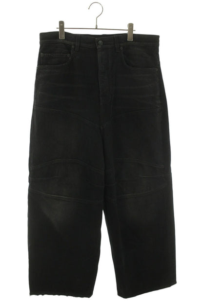 BALENCIAGA Black Damaged Knee Tuck Baggy Denim Size 28