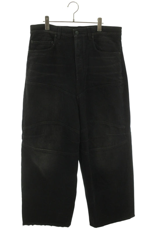 BALENCIAGA Black Damaged Knee Tuck Baggy Denim Size 28