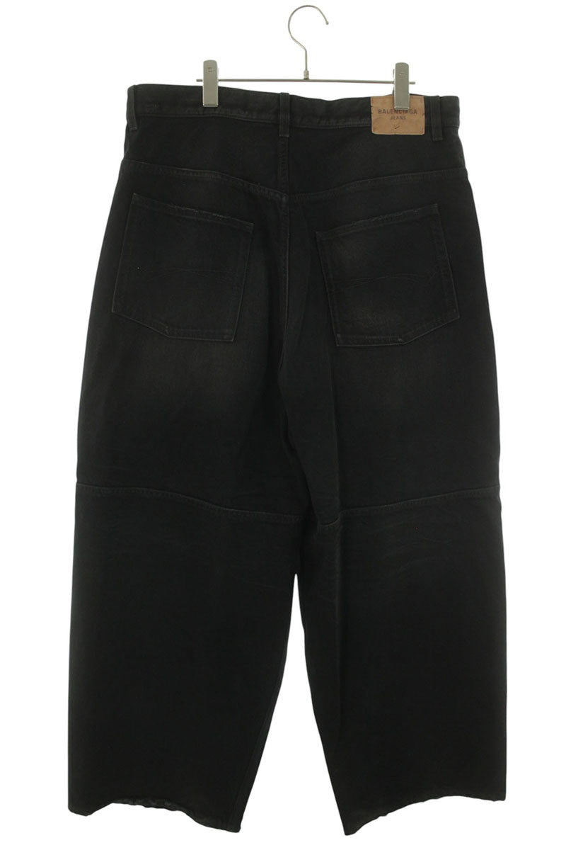 BALENCIAGA Black Damaged Knee Tuck Baggy Denim Size 28