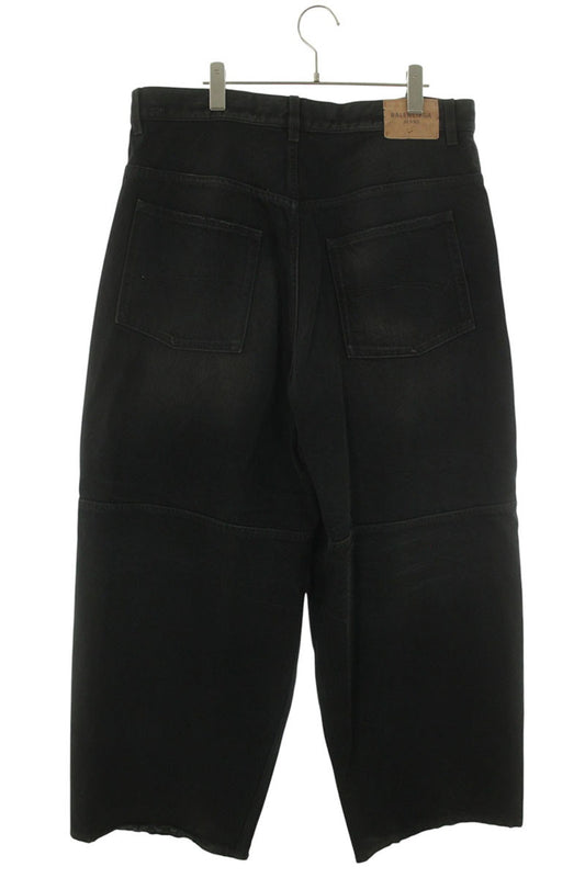 BALENCIAGA Black Damaged Knee Tuck Baggy Denim Size 28