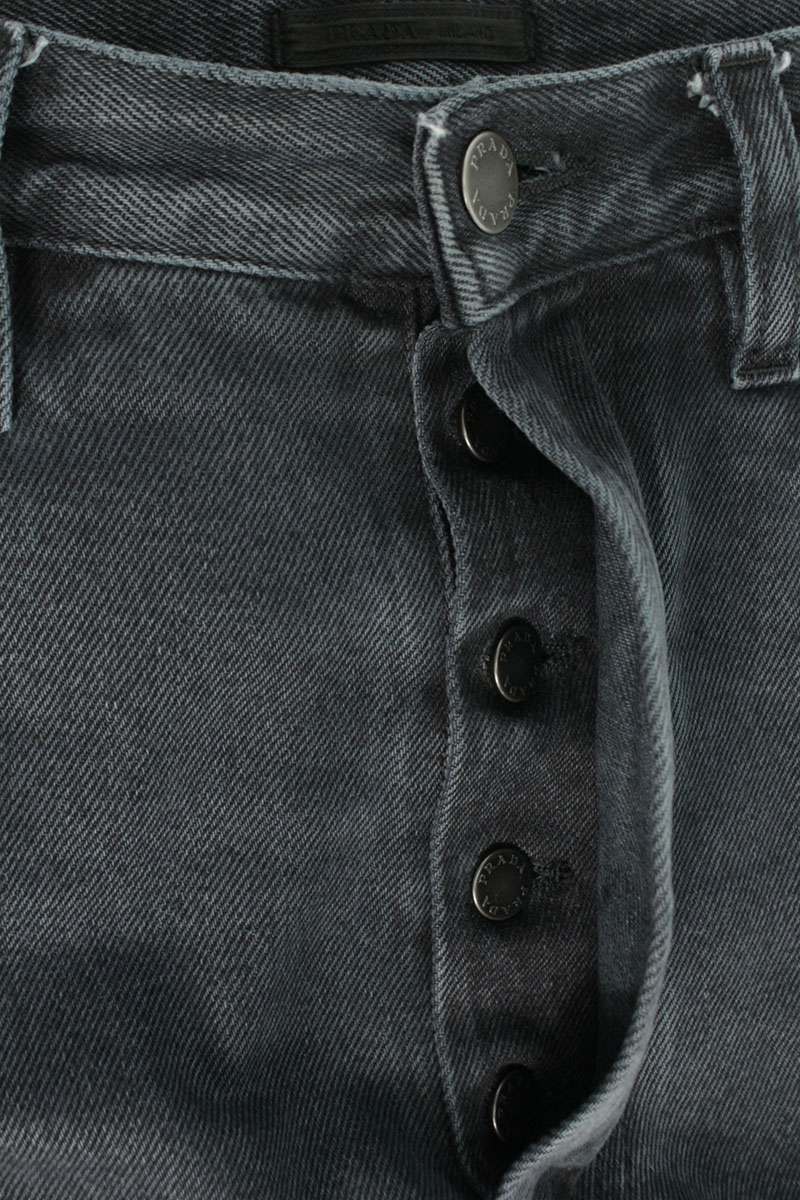 PRADA Overdyed Loose Fit Denim Pants Black Size 32