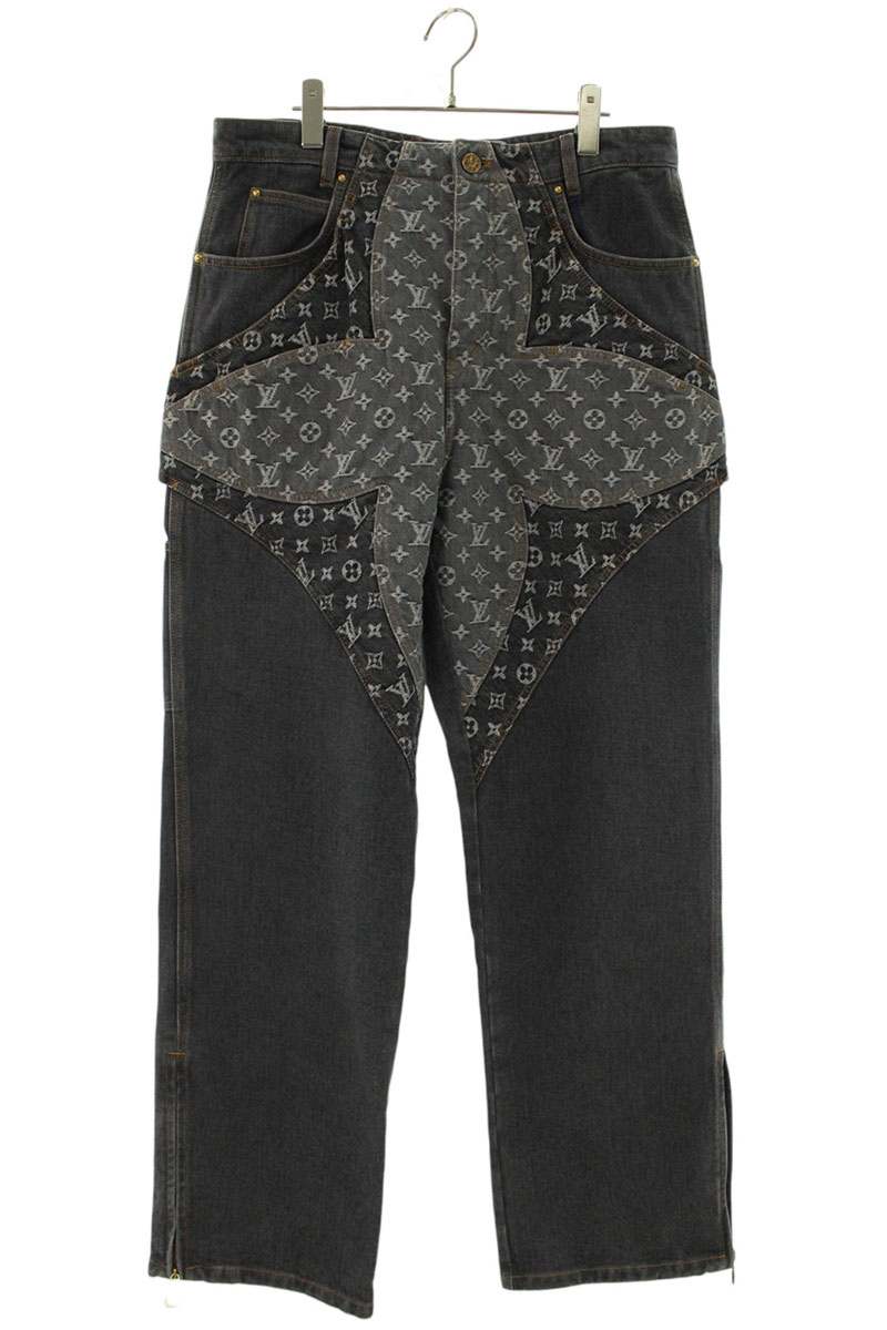 LOUISVUITTON 23AW Monogram Flower Denim Jeans Gray Size 33