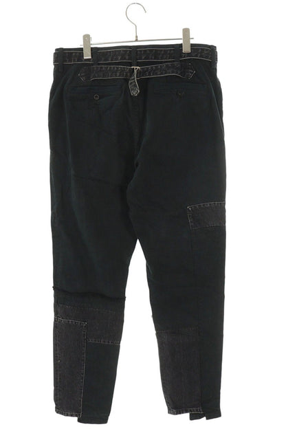Sacai Black Cotton Belted Patchwork Denim Pants Size 4
