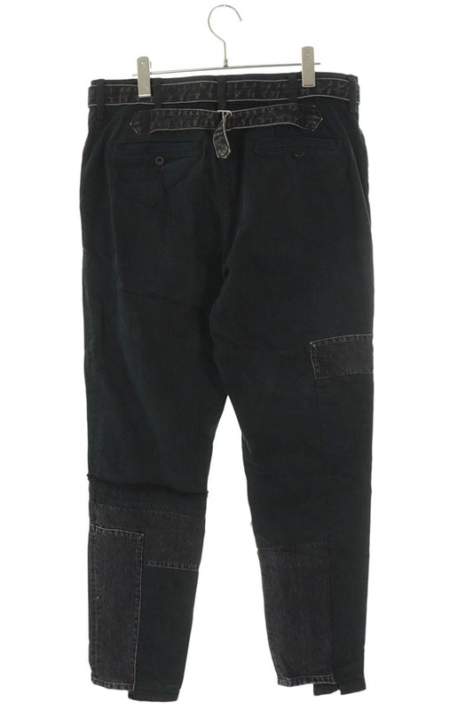 Sacai Black Cotton Belted Patchwork Denim Pants Size 4