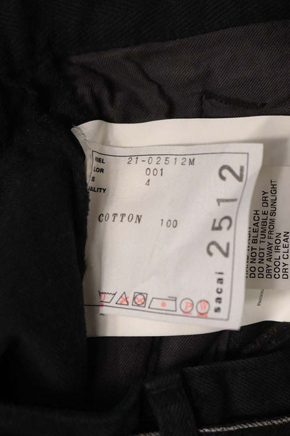 Sacai Black Cotton Belted Patchwork Denim Pants Size 4