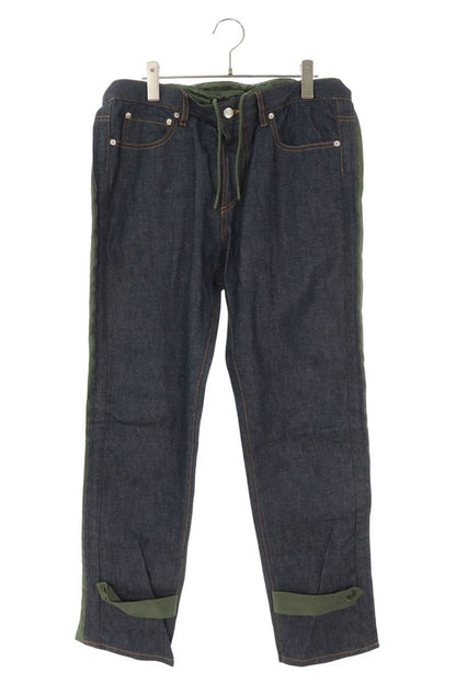Sacai Indigo/Khaki Nylon Panel Rigid Denim Pants Size M