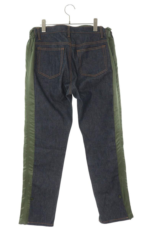 Sacai Indigo/Khaki Nylon Panel Rigid Denim Pants Size M