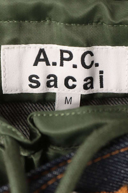 Sacai Indigo/Khaki Nylon Panel Rigid Denim Pants Size M