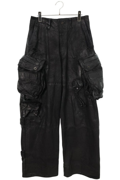 JULIUS Coated Gas Mask Cargo Denim Pants Black Size 30