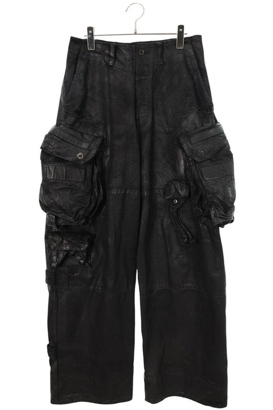 JULIUS Coated Gas Mask Cargo Denim Pants Black Size 30