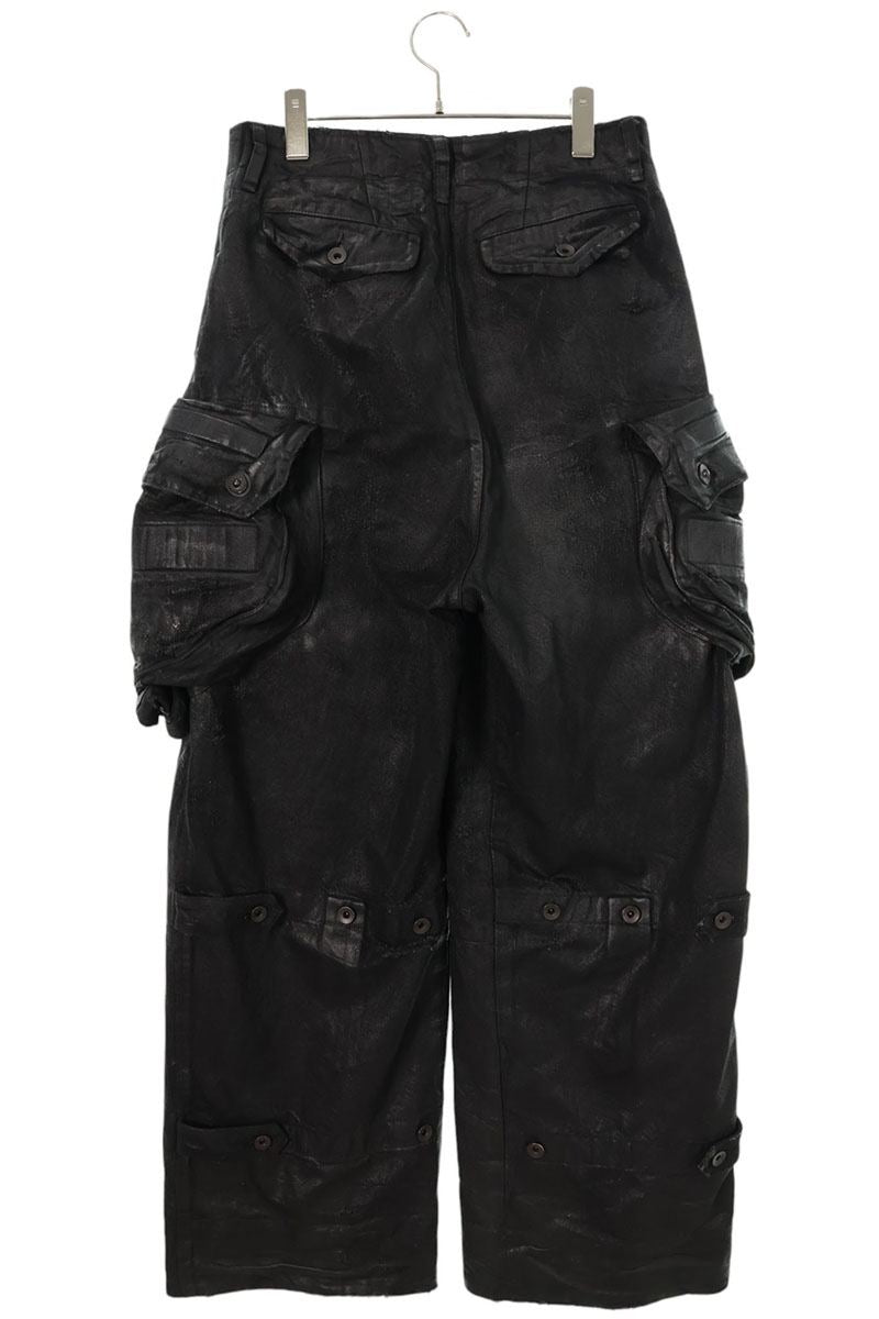 JULIUS Coated Gas Mask Cargo Denim Pants Black Size 30