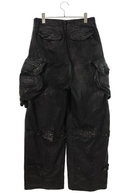 JULIUS Coated Gas Mask Cargo Denim Pants Black Size 30