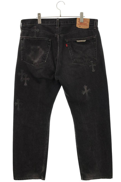 Chrome Hearts U VNTG JEAN BLK RED TAB Button Jeans Size 34