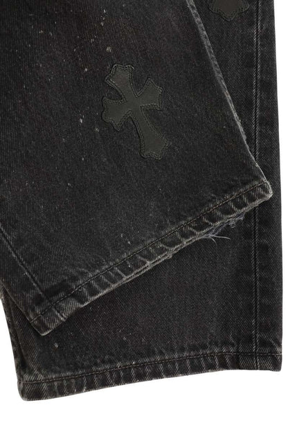 Chrome Hearts U VNTG JEAN BLK RED TAB Button Jeans Size 34
