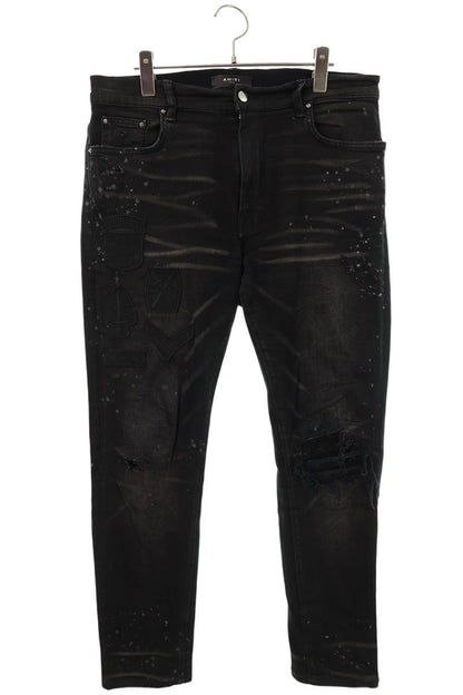 AMIRI Paint Distressed Patched Denim Black Size 34