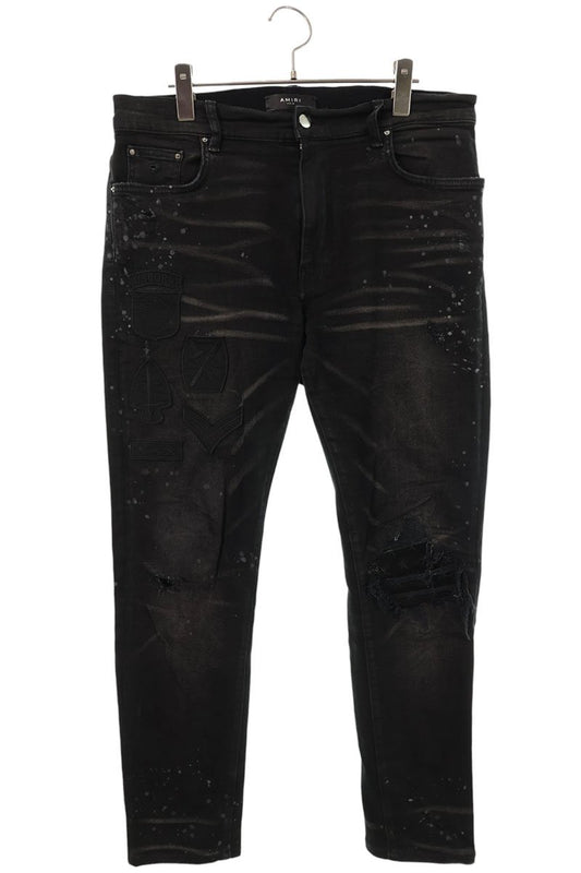 AMIRI Paint Distressed Patched Denim Black Size 34
