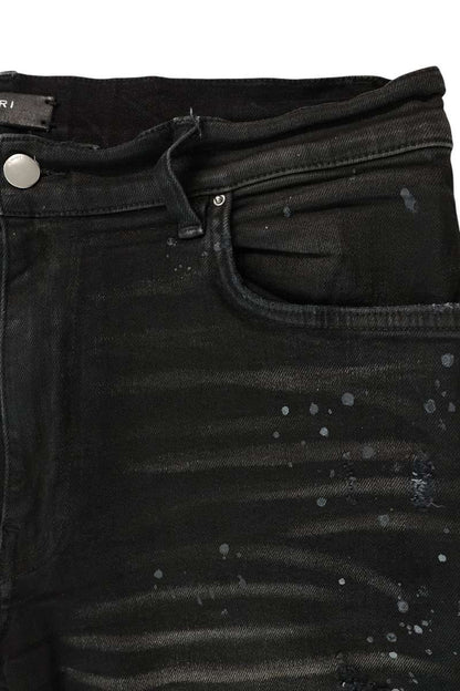 AMIRI Paint Distressed Patched Denim Black Size 34
